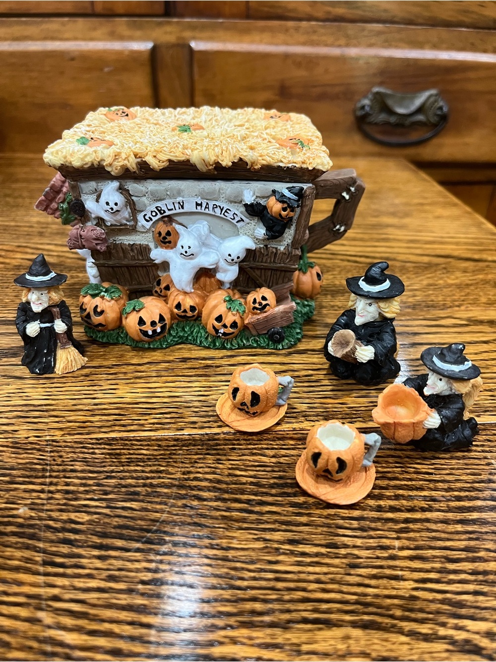 🎃 Vintage-Inspired Miniature Halloween Teapot Set – Goblin Harvest – Witch